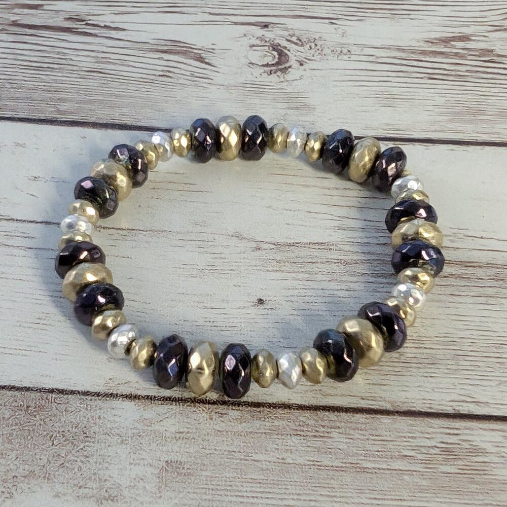 Vintage Stretch Bracelet Metallic Tones - Small